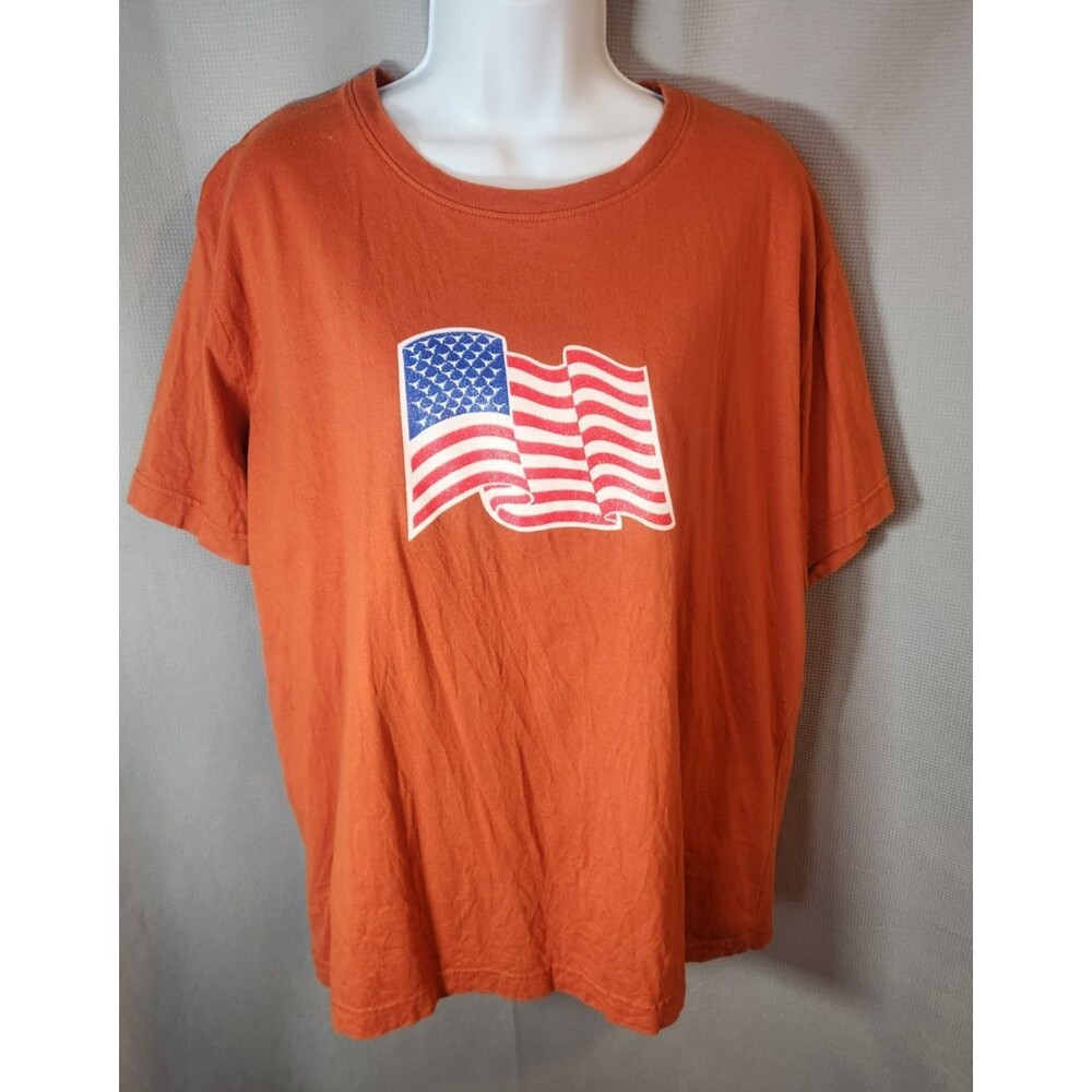 Texas Longhorns Shirt Womens 2XL Orange‎ Crew Neck Short Sleeve Graphic Flag